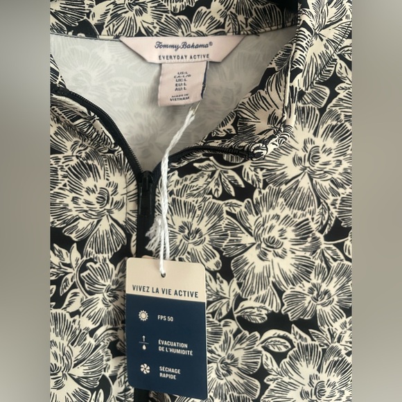 NWT Tommy Bahama Floral SPF 50 Quarter Zip - Picture 2 of 4